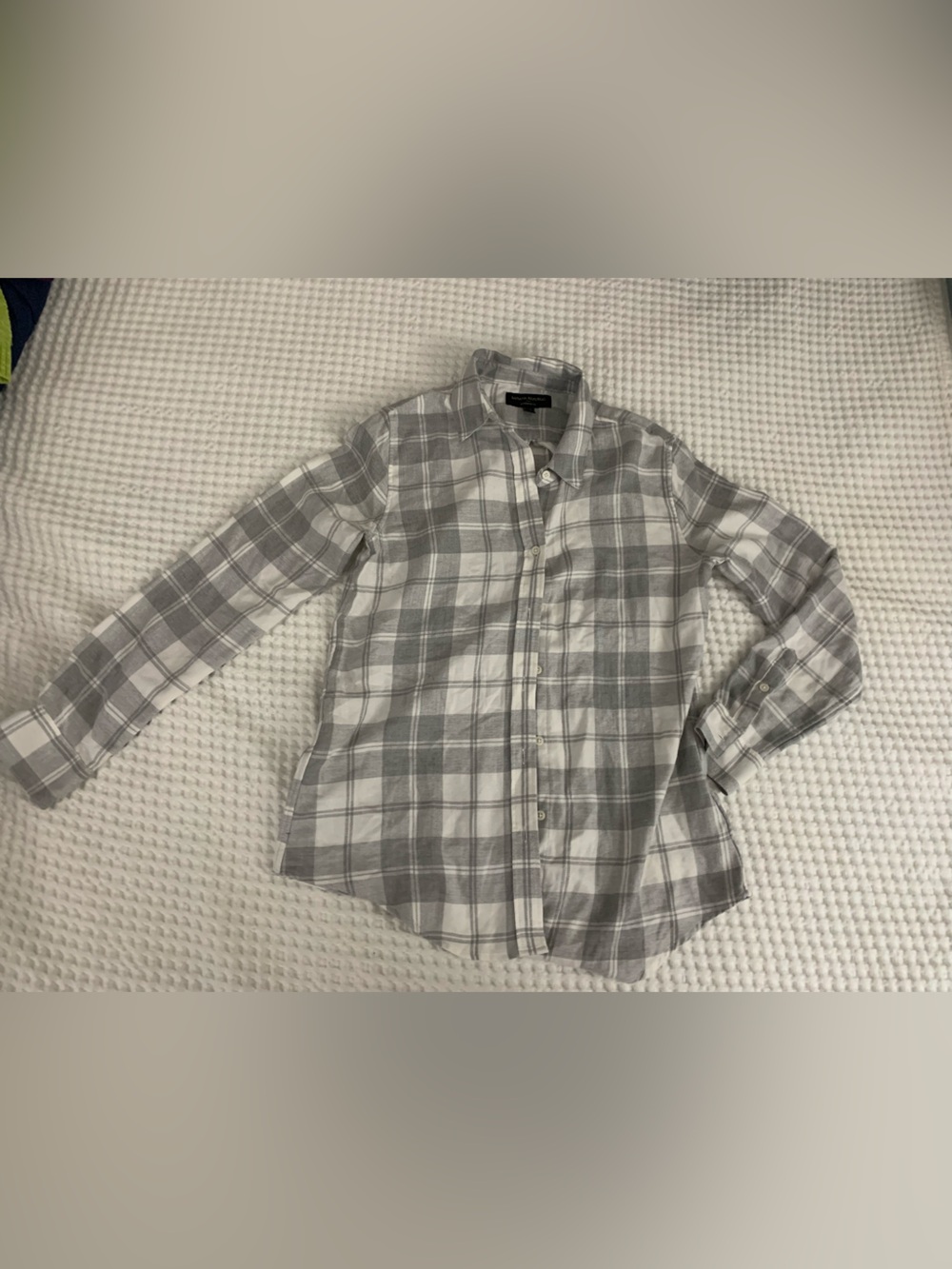 Banana Republic Gray & White Plaid Button-Front Shirt Size Extra Small
